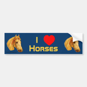 I Love Horses Vintage Art Horse Bumper Sticker