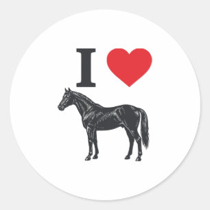 I Love Horses Vintage Engraving Shirt Design_1 Classic Round Sticker