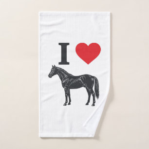 I Love Horses Vintage Engraving Shirt Design_1 Hand Towel