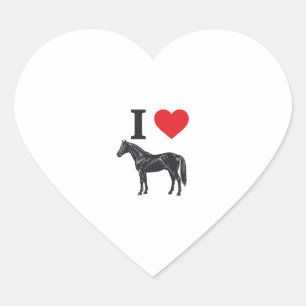 I Love Horses Vintage Engraving Shirt Design_1 Heart Sticker