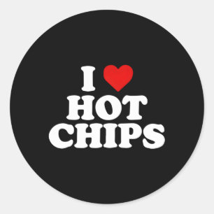 I Love Hot Chips Classic Round Sticker