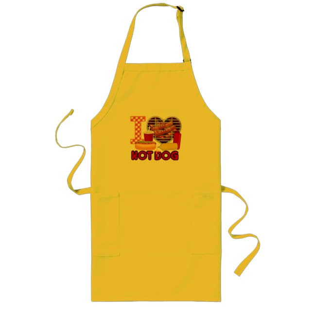 I love Hot Dog  Long Apron (Front)