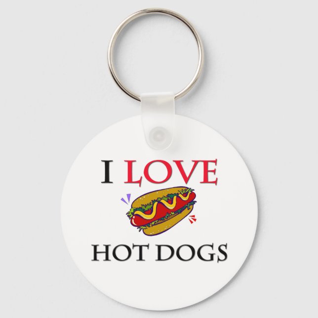 I Love Hot Dogs Key Ring (Front)
