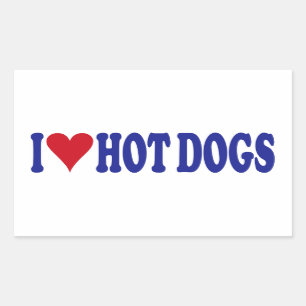 I Love Hot Dogs Rectangular Sticker