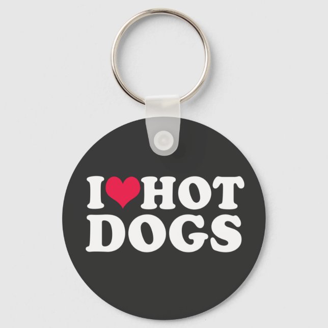 I Love Hot Dogs  T-Shirt Key Ring (Front)