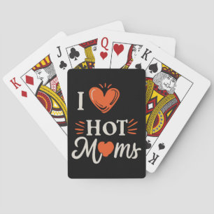 I Love Hot Moms I Heart Hot Moms Distressed Retro  Playing Cards