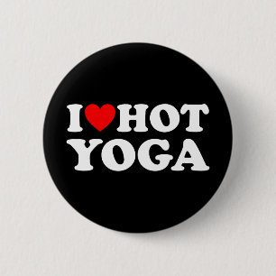 I Love Hot Yoga Funny Hot Yoga Lover Red Heart Lov 6 Cm Round Badge