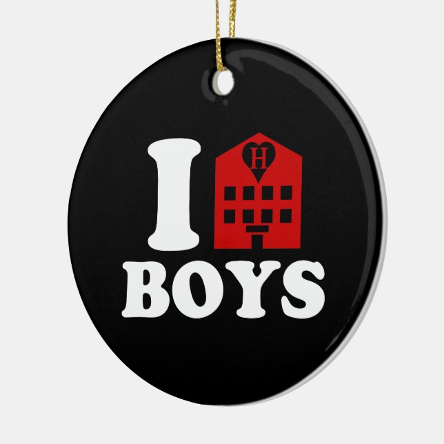 I Love Hotel Boys Ceramic Ornament (Left)