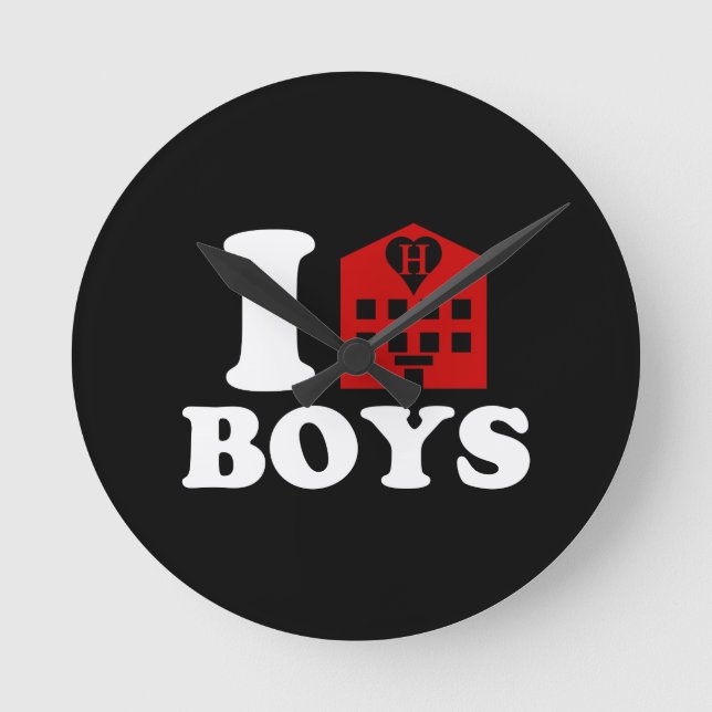 I Love Hotel Boys Round Clock (Front)