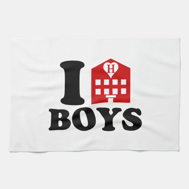 I Love Hotel Boys Tea Towel (Horizontal)