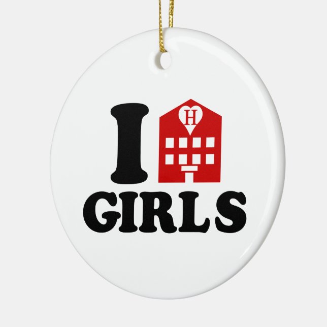 I Love Hotel Girls Ceramic Tree Decoration (Left)