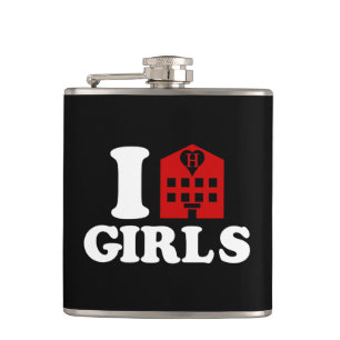 I Love Hotel Girls Hip Flask
