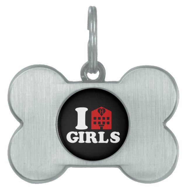 I Love Hotel Girls Pet ID Tag (Front)