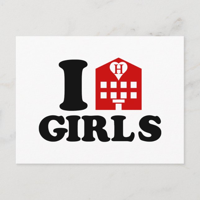 I Love Hotel Girls Postcard (Front)