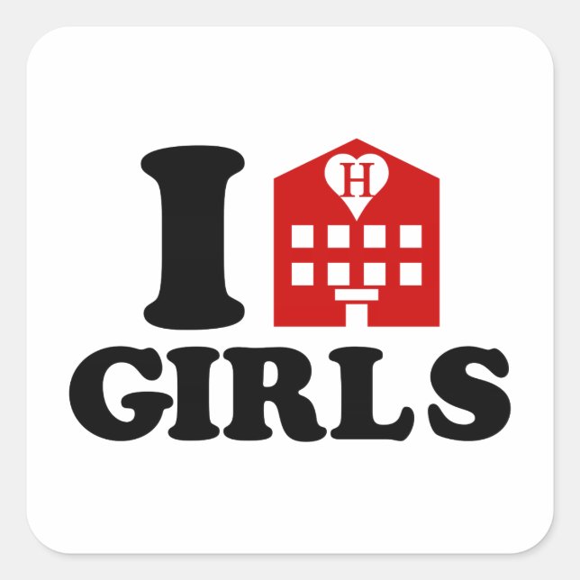 I Love Hotel Girls Square Sticker (Front)