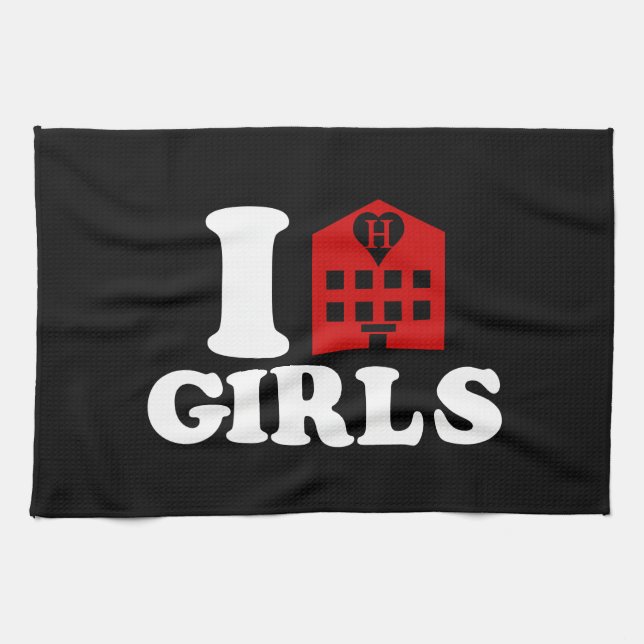 I Love Hotel Girls Tea Towel (Horizontal)