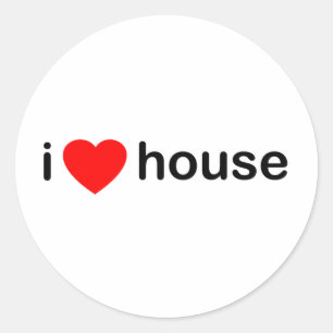 I Love House Classic Round Sticker