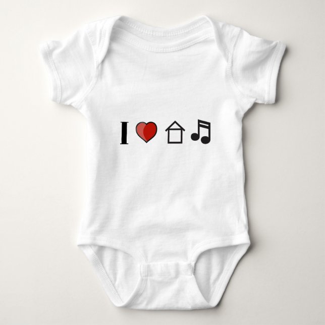 I Love House Music Baby Bodysuit (Front)