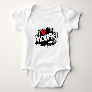 I Love House Music Baby Bodysuit