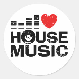 I Love House Music Classic Round Sticker