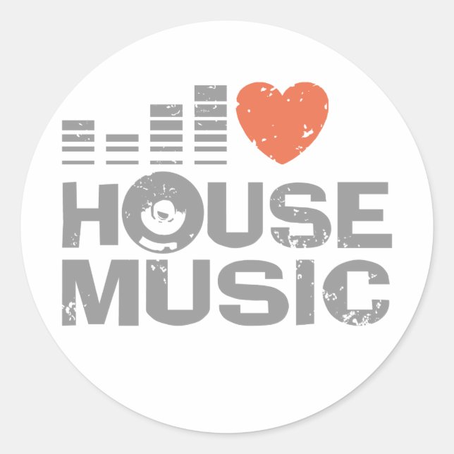 I Love House Music Classic Round Sticker (Front)