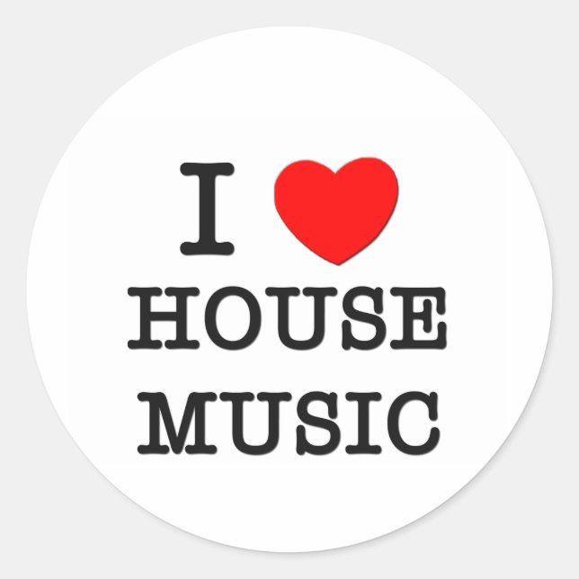 I Love House Music Classic Round Sticker (Front)