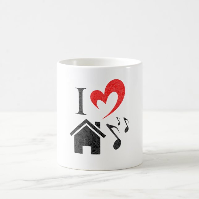 I Love House Music heart music Valentines Day Coffee Mug (Center)