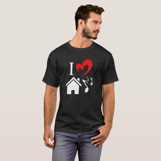 I Love House Music heart music Valentines Day T-Shirt (Front Full)