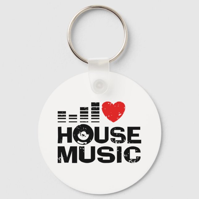 I Love House Music Key Ring (Front)