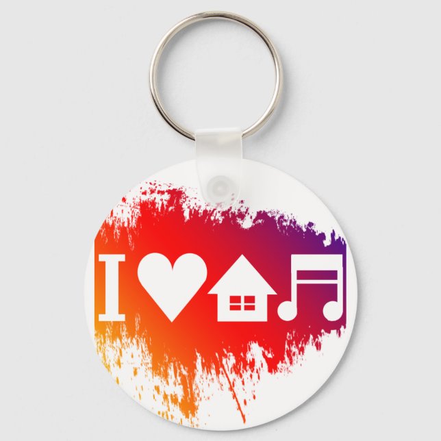 I love house music key ring (Front)