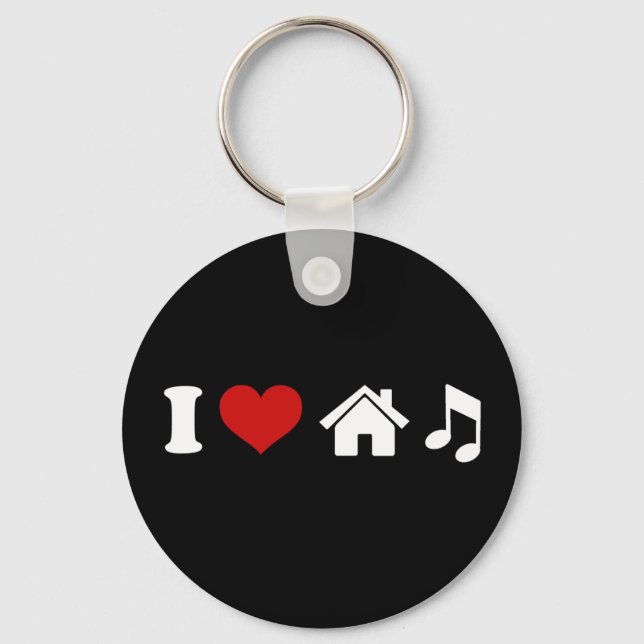 I Love House Music Keychain | Ibiza Dancing Gifts (Front)