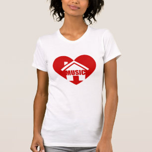 i love house music t shirt with red heart