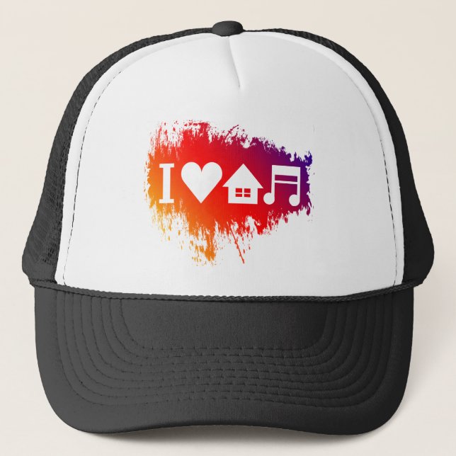 I love house music trucker hat (Front)