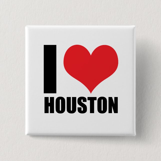 I love Houston 15 Cm Square Badge (Front)