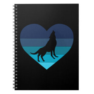 I Love Howling Wolves Retro Heart Notebook