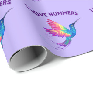 I Love Hummers Exotic Rainbow Hummingbird Flying Wrapping Paper