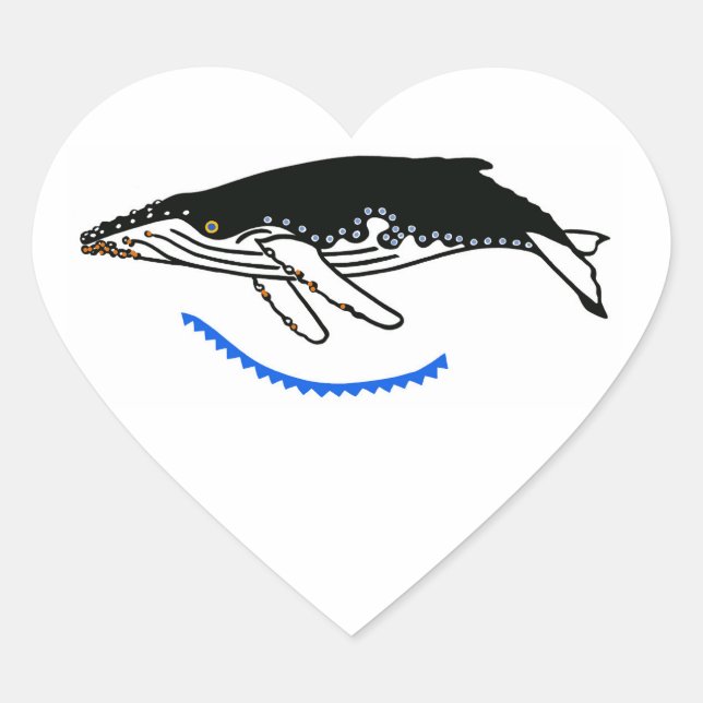 I love Humpback WHALES - Marine - Ocean blue Heart Sticker (Front)