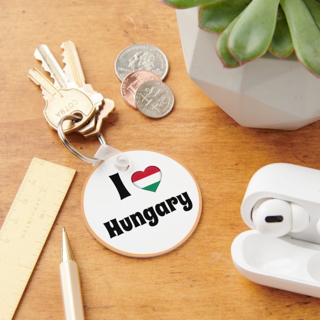 I love Hungary & Heart - country, travel / sports Key Ring (Desk)