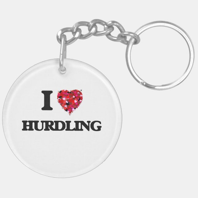 I Love Hurdling Key Ring (Back Right)