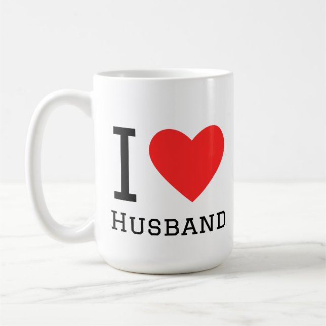 I love husband square sticker coffee mug (Left)