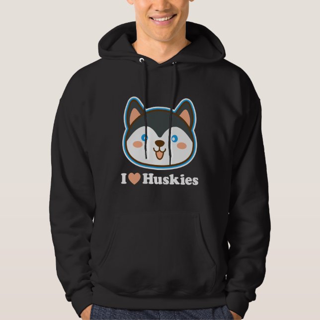 I Love Huskies       Hoodie (Front)