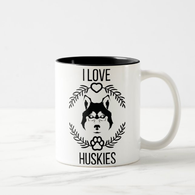 I Love Husky Trendy Modern Mug for dog lover (Right)