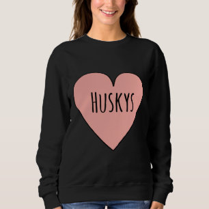 I Love Huskys Cute Husky Dog Mum Heart Shape Valen Sweatshirt