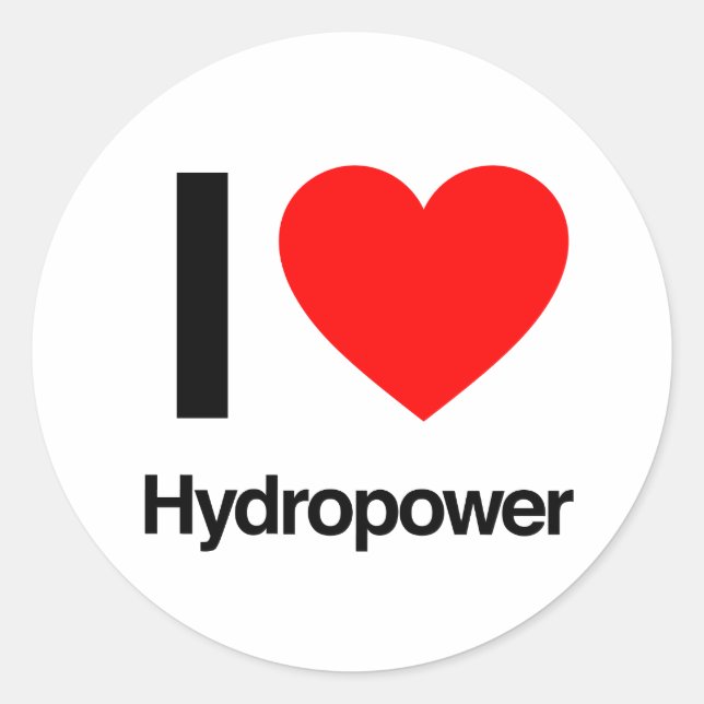 I Love Hydropower Classic Round Sticker (Front)