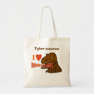 I Love I Heart Dinosaurs Cartoon Tyrranosaurus Rex Tote Bag