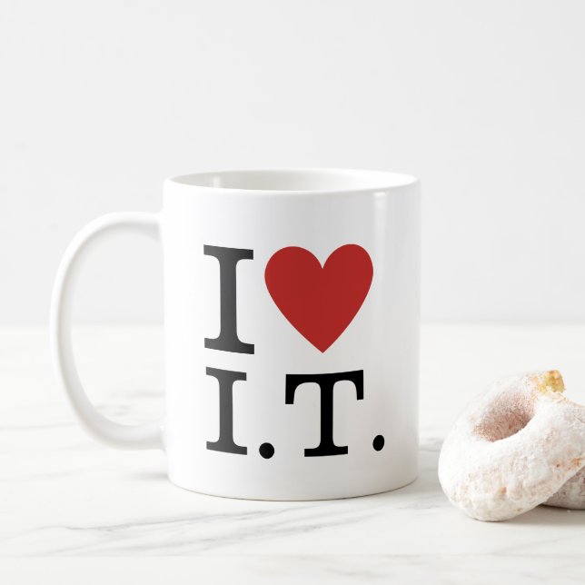 I ❤️ Love I.T. CUSTOMIZABLE  Coffee Mug (With Donut)