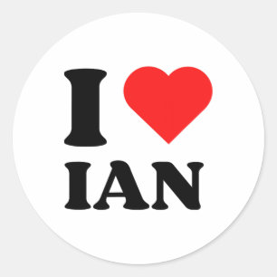 I Love Ian I Heart Ian Name Y2k Christmas Classic Round Sticker