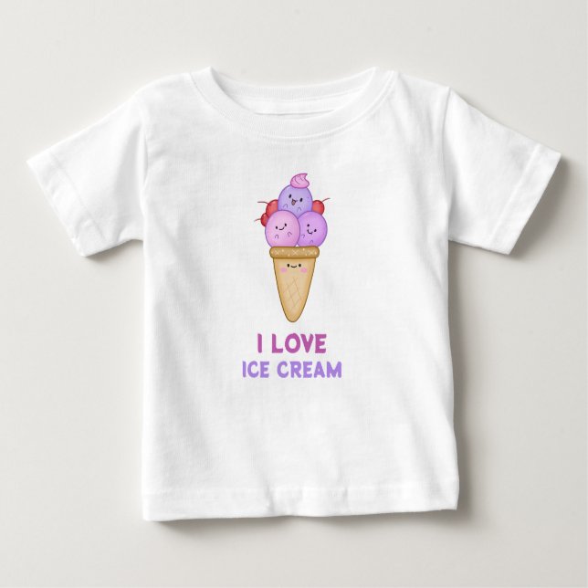 I Love Ice Cream Cute Funny Summer Adorable Baby T-Shirt (Front)