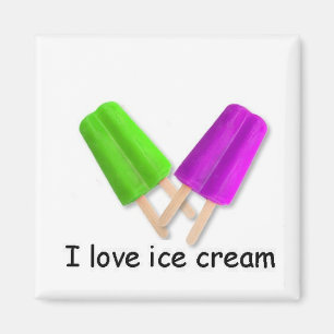 I love ice cream Green and Purple Twin Pops Magnet