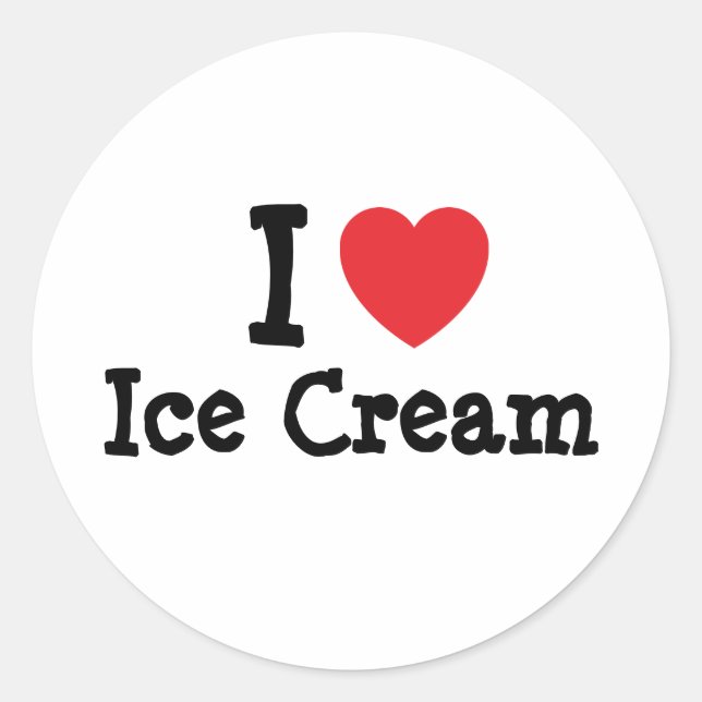 I love Ice Cream heart T-Shirt Classic Round Sticker (Front)